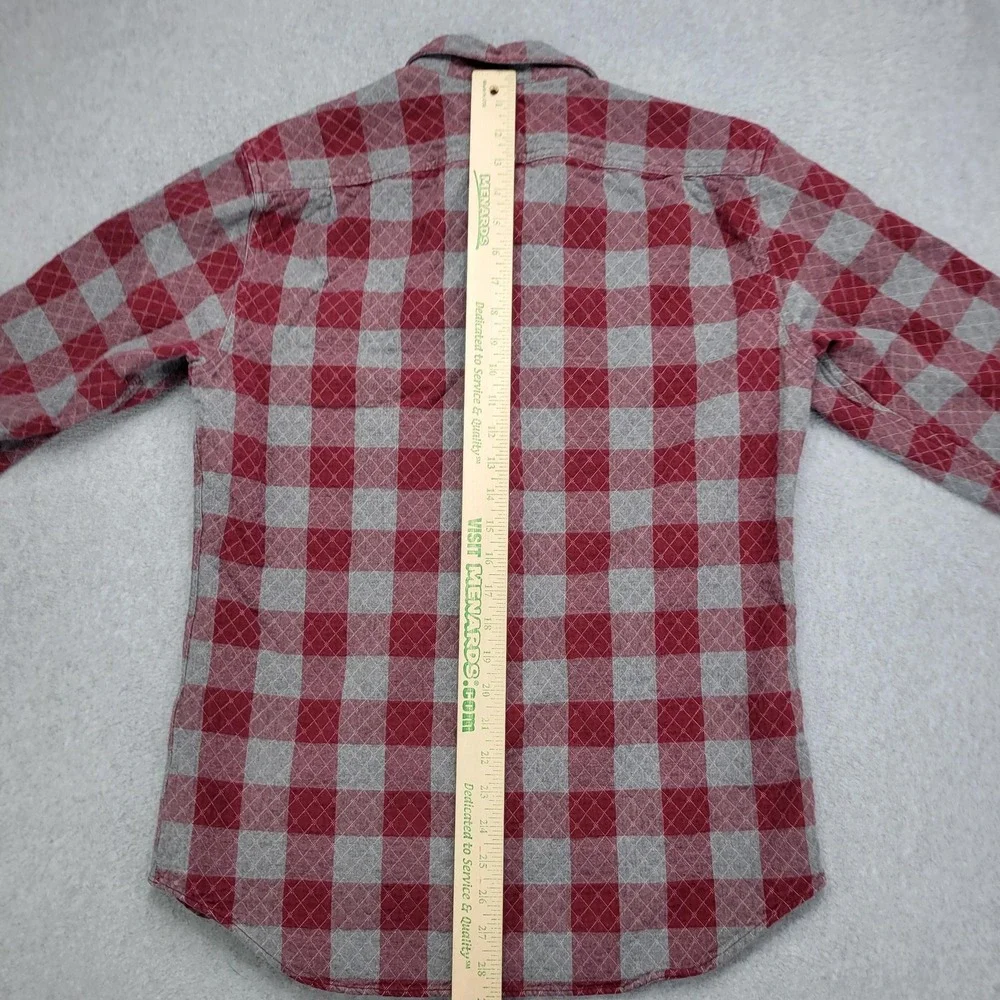 Banana Republic Shirt Mens Medium Red Gray Quilted‎ Flannel Plaid Lined Slim